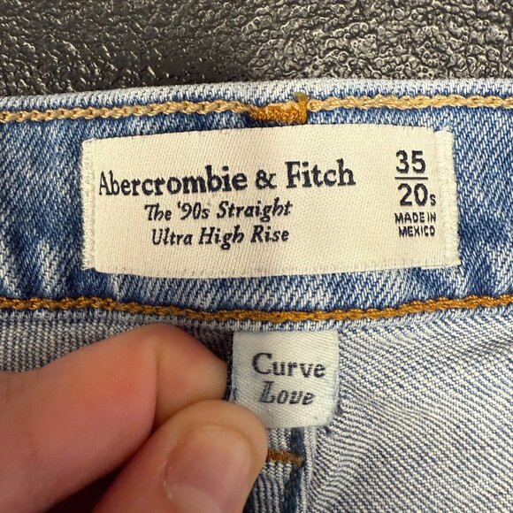 Abercrombie & Fitch 90s Straight Ultra High Rise Curve Love Jean Sz 20S / 35 - Picture 6 of 7